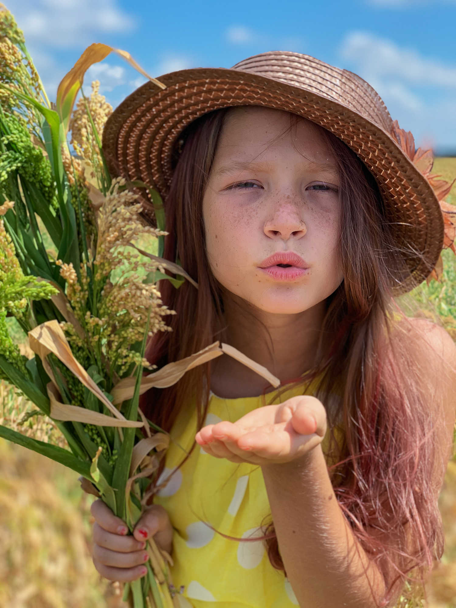 The girl in the field. 