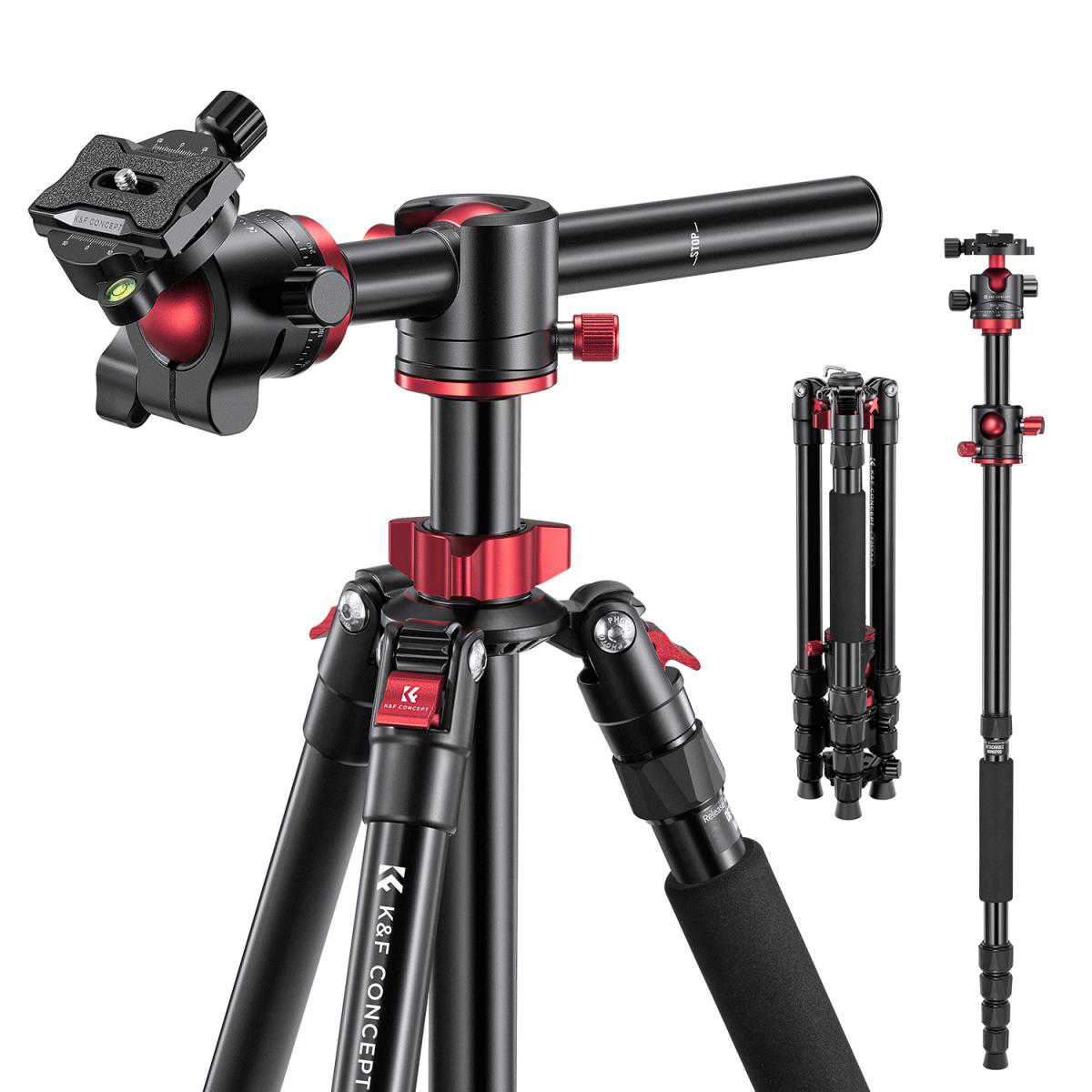 K&F Concept 67-inch horizontal red edition tripod