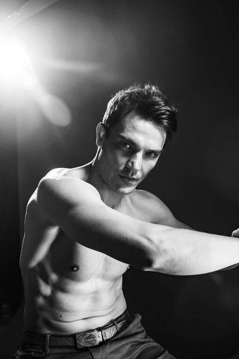 Male model, underwear and light
