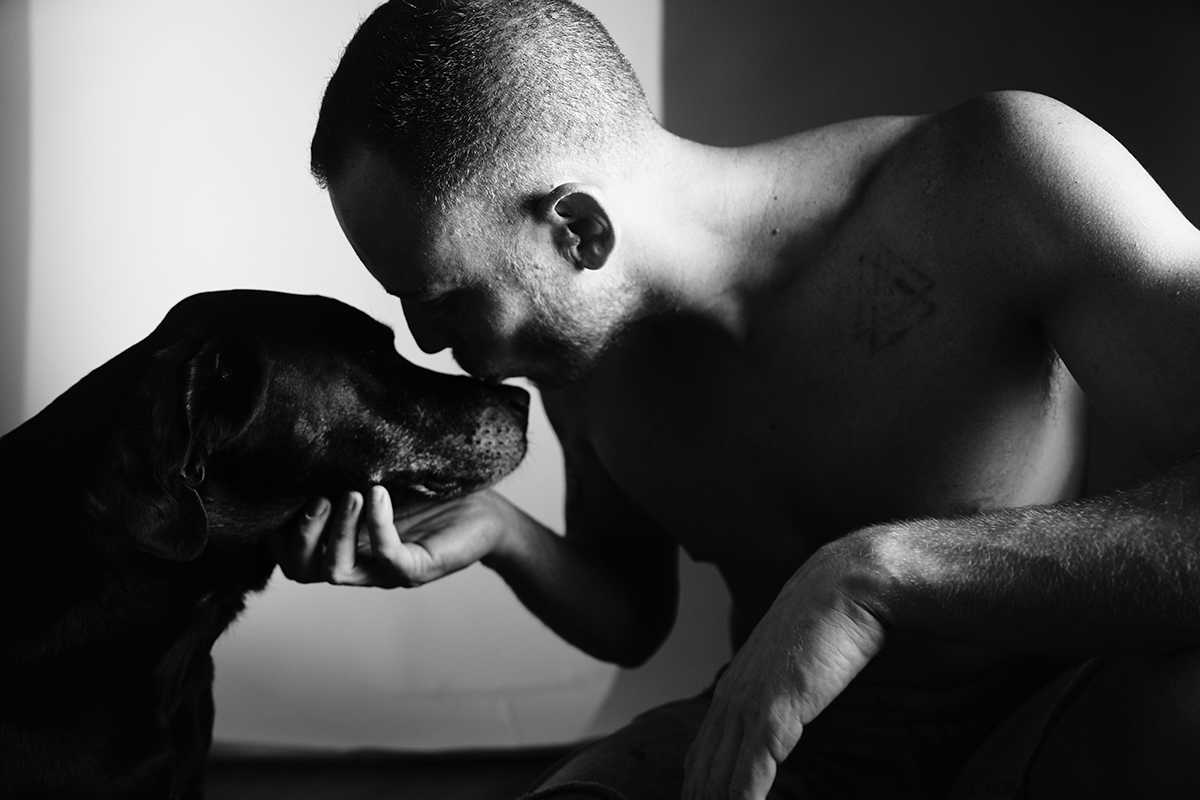 Man and his dog Madrid Spain