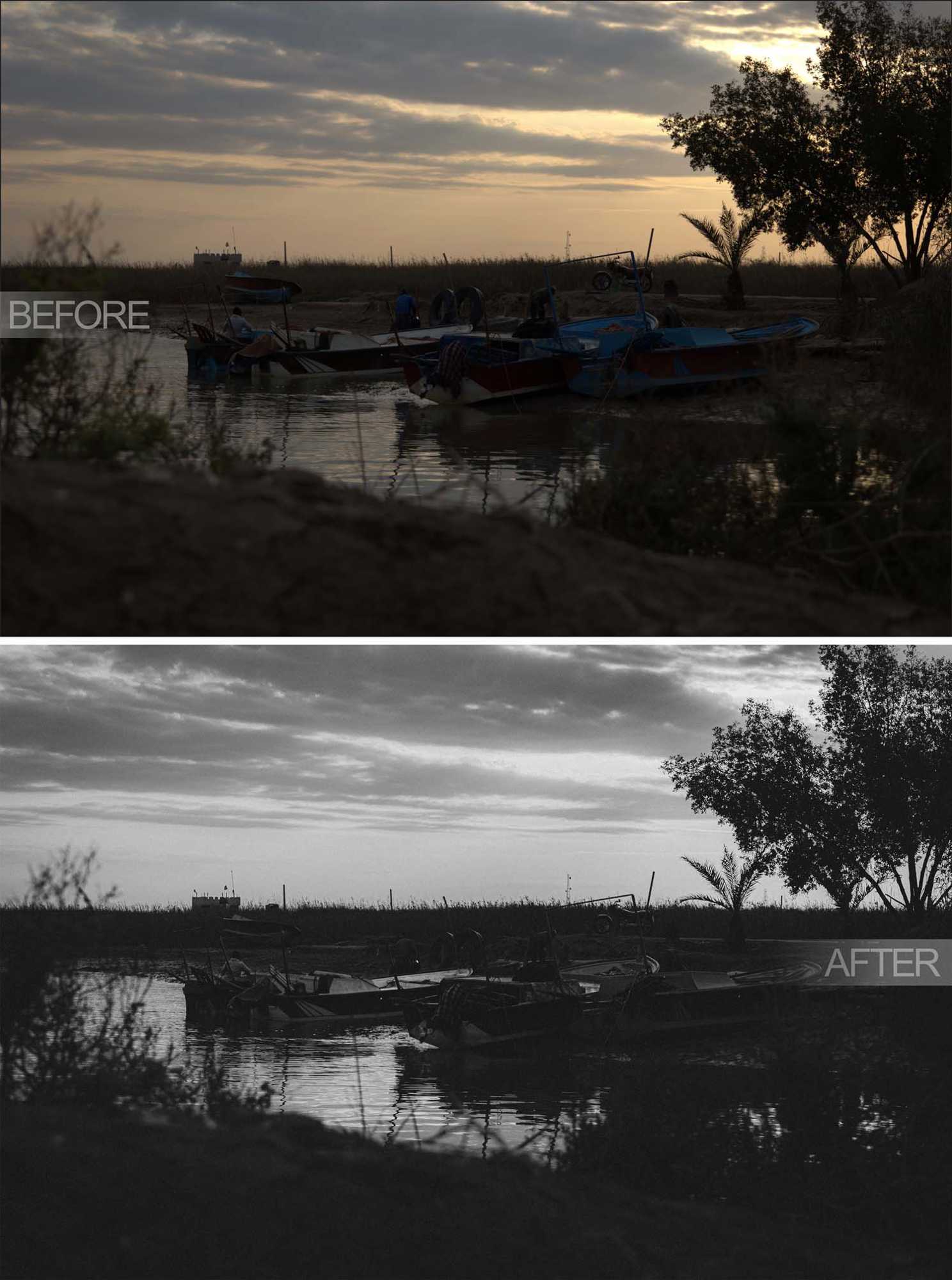 Before and after landscape editing by Pouria Zarnegar