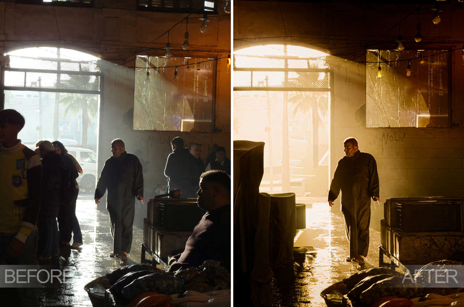 Before and after market scene editing by Donia Ahmed